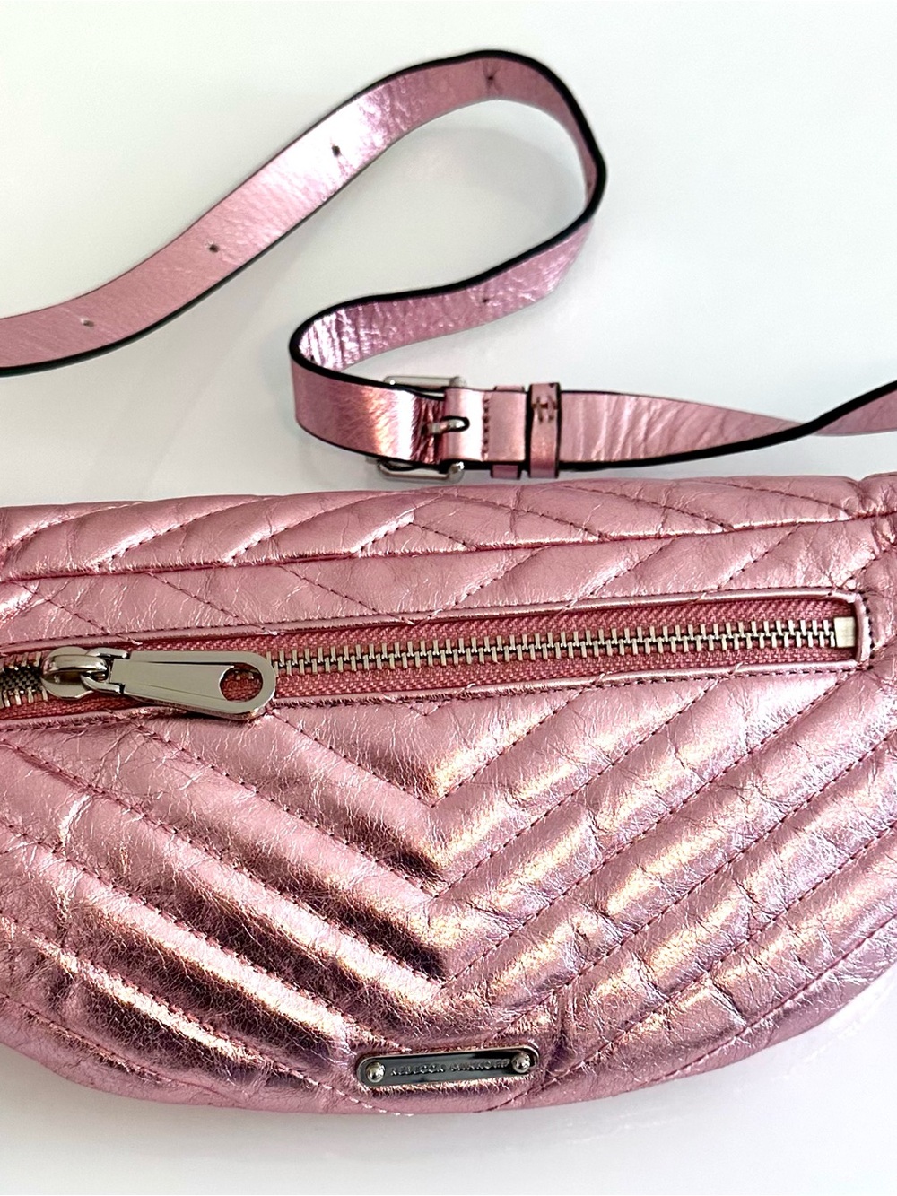Rebecca Minkoff Metallic Pink Quilted Crossbody/Fanny Belt Bag - Picture 2 of 10